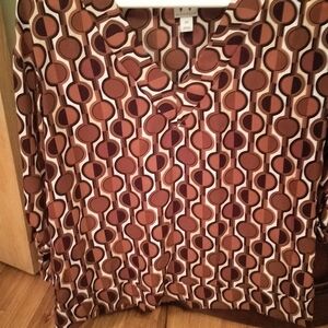 Worthington Geometric Brown and Cream Top